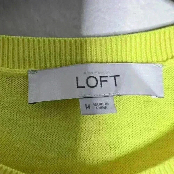 Ann Taylor Loft Yellow White Stripe Cardigan Sweater Preppy M Cotton - Picture 5 of 7